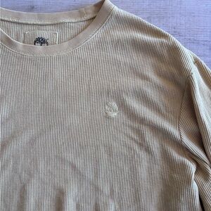 Timberland Men’s Light Yellow Long Sleeve Waffle Crew Size 2XL